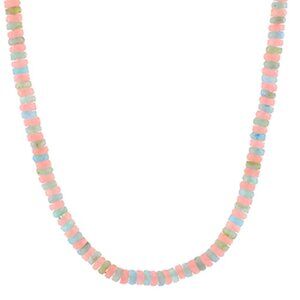 Mixed Bead Necklace - Pink and Green 14 +2" L